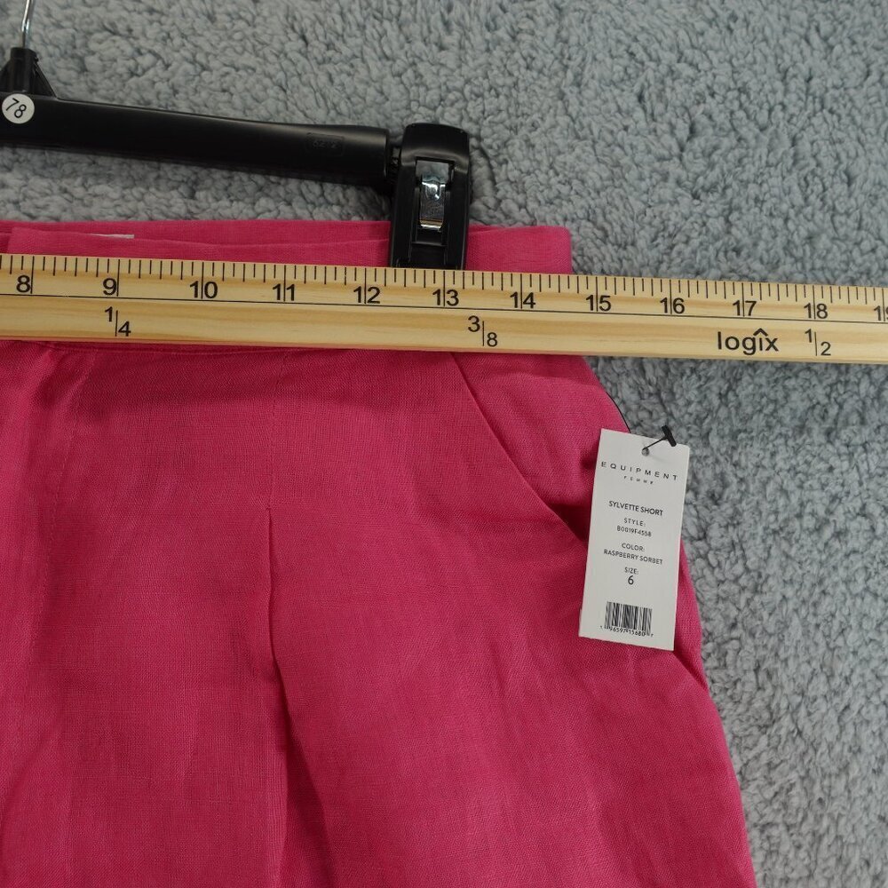 Equipment Women's Sylvette Linen Short size 6 in Pink NWT - Picture 8 of 9